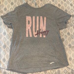 Brooks Gray and Pink Short Sleeve Tee